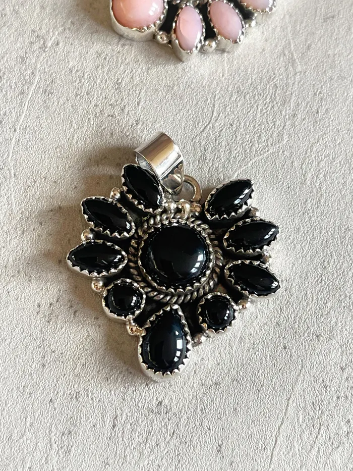 SophiaRene Boutique Rings Sterling Silver Artisan Half Cluster Pendants