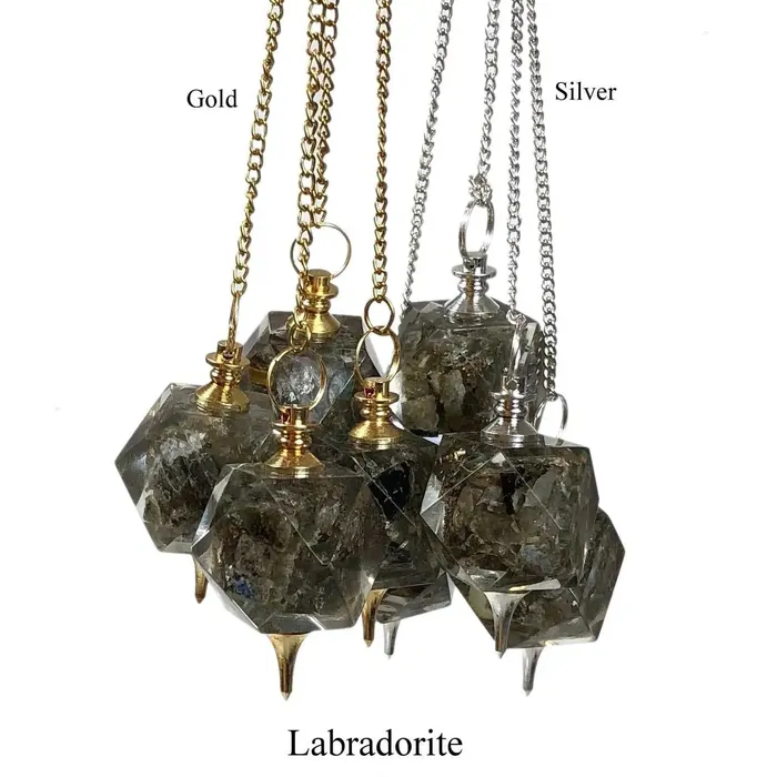 Sophiareneboutiquecom Pendulum with GoldSilver Toned Chain and Bail Cuboctohedron Shaped Pendulum Necklaces