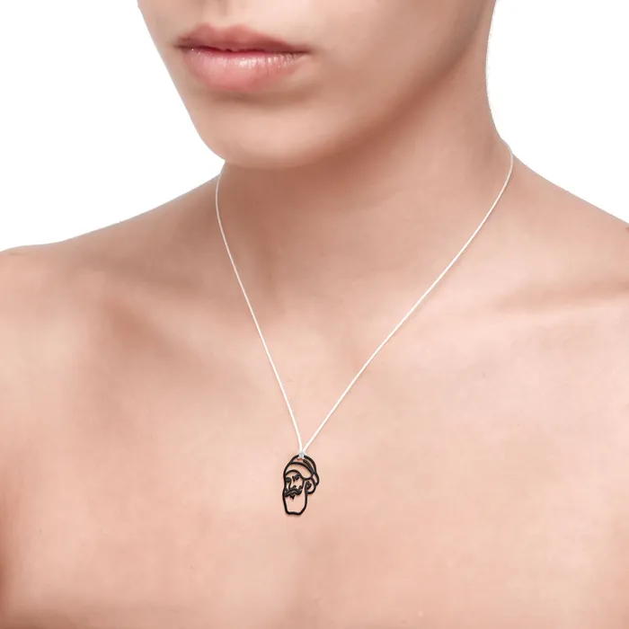 Spirito Rosa Heroes 1821 GRIGORIOS PAPAFLESSAS Pendant Black Rhodium Plated 925 Silver Necklaces