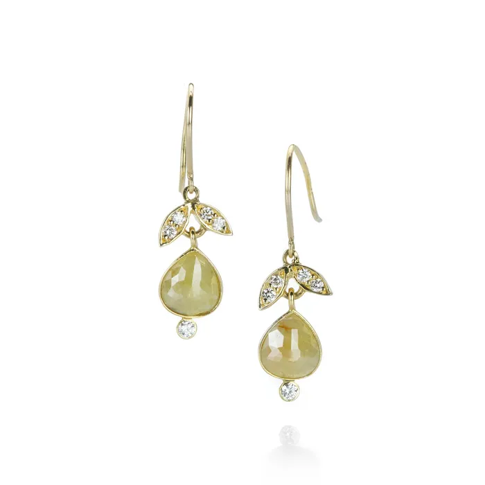 Yellow and White Diamond Lotus Earrings Alexis Kletjian Earrings