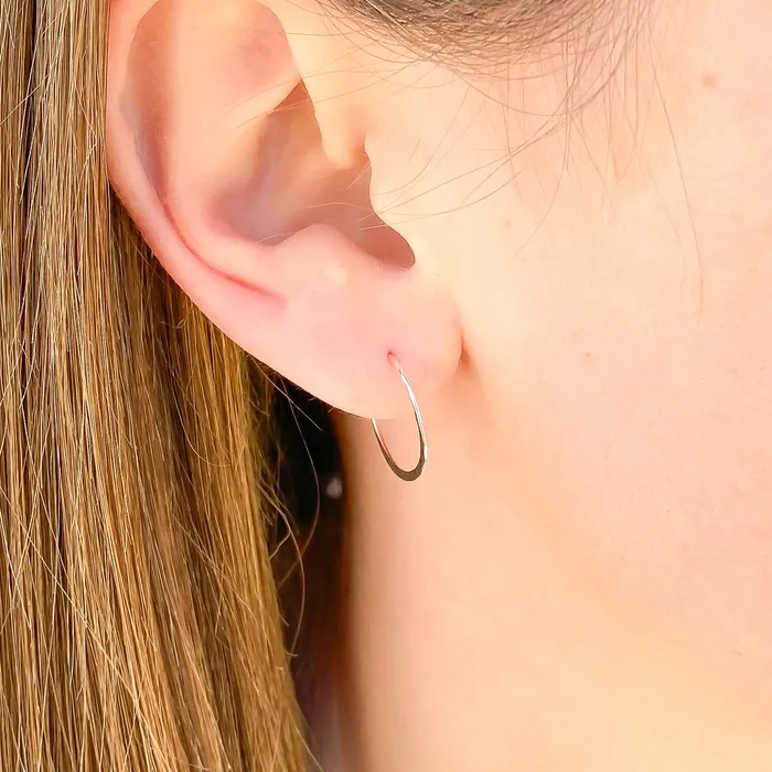 15mm Hammered Hoop Earrings Sterling Silver Hoops By Hand Earrings