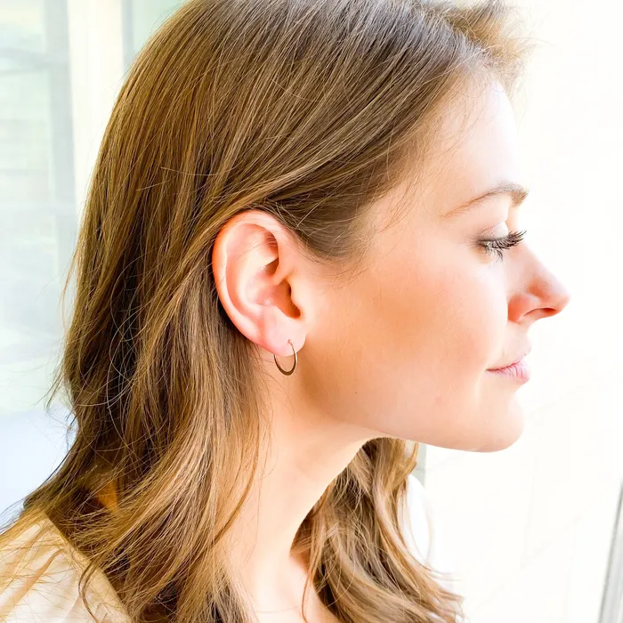 15mm Hammered Hoop Earrings Sterling Silver Hoops By Hand Earrings
