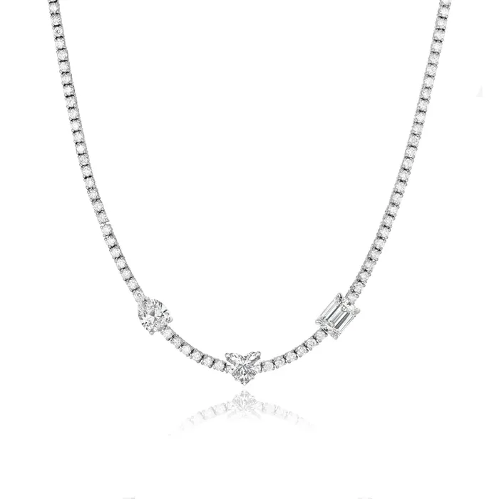 Alev Jewelry Necklaces Three Shape Diamond Tennis Necklace