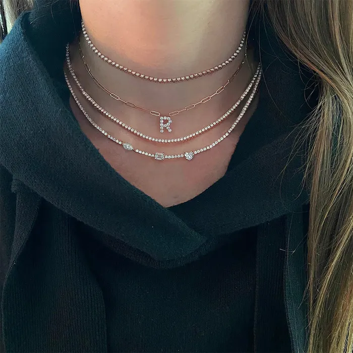 Alev Jewelry Necklaces Three Shape Diamond Tennis Necklace