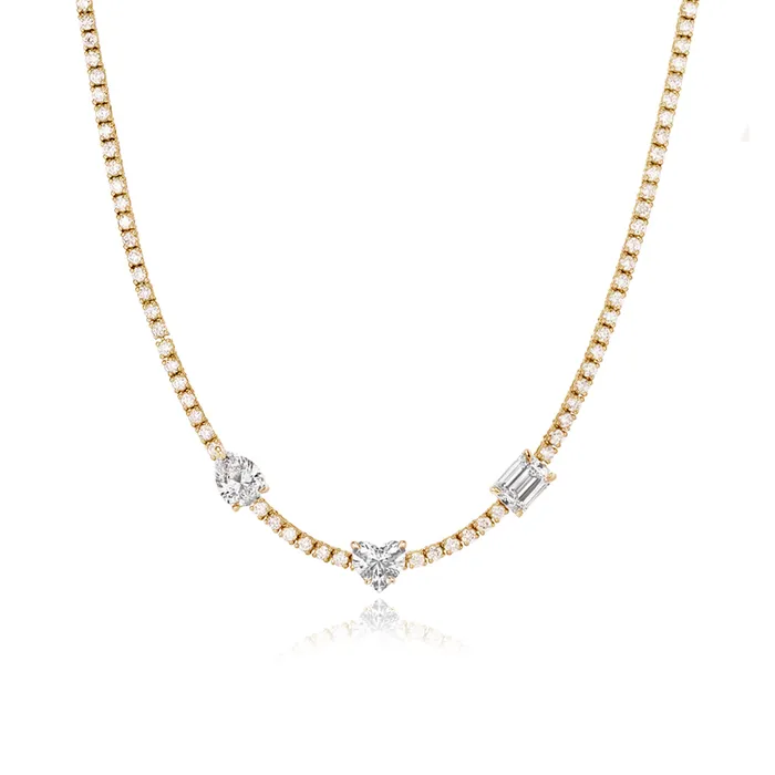 Alev Jewelry Necklaces Three Shape Diamond Tennis Necklace