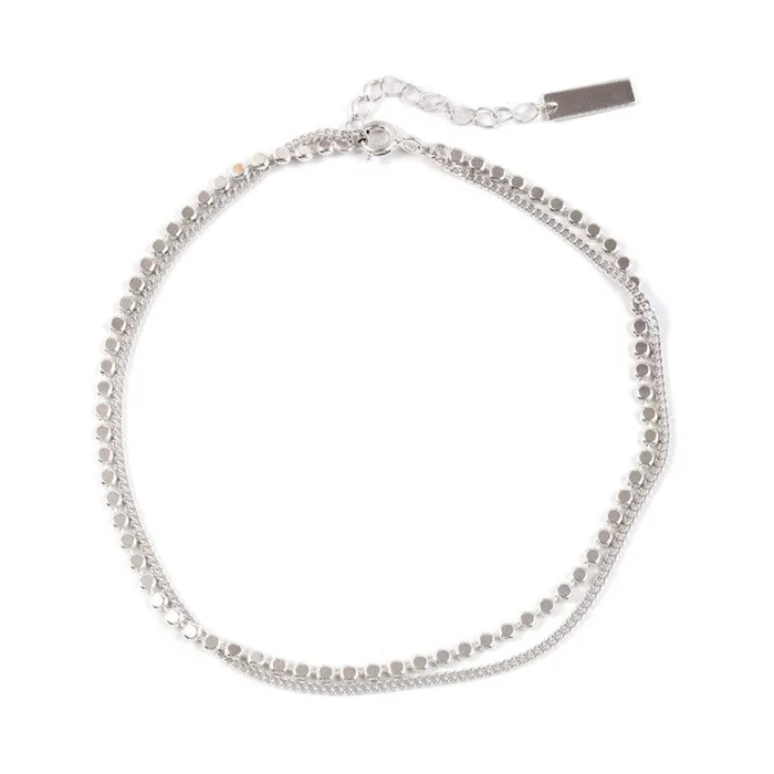 Ashley Jewels Rings Sterling Silver Shiny Thin Double Chain Anklet