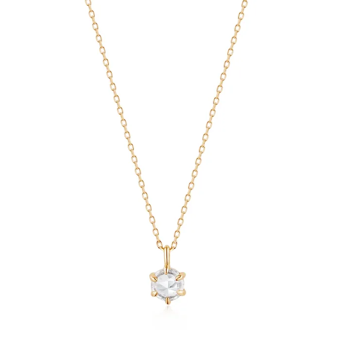 Aurelie Gi Necklaces MARILYN Rose Cut White Sapphire Solitaire Necklace