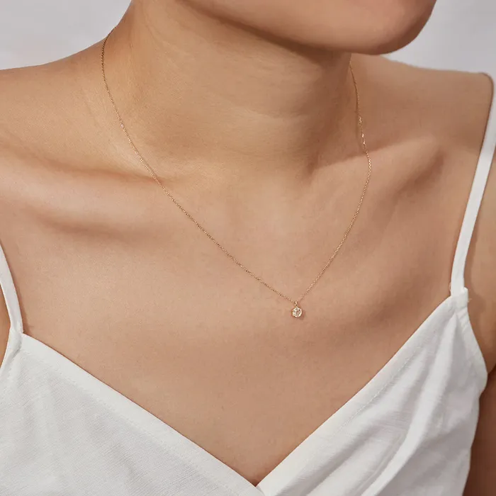 Aurelie Gi Necklaces MARILYN Rose Cut White Sapphire Solitaire Necklace Aurelie Gi Necklaces MARILYN Rose Cut White Sapphire Solitaire Necklace