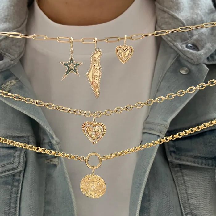 Charm Necklaces Alev Jewelry Scattered Fluted Round Charm