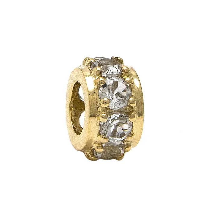 Charm Necklaces Elisa Ilana 14K Yellow Gold White Topaz Wheel Charm