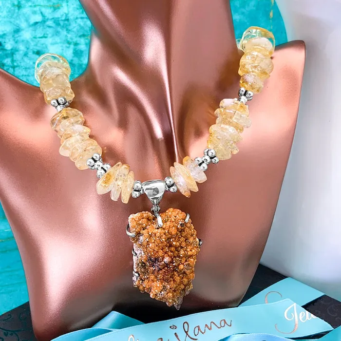 Citrine Druzy Necklace Elisa Ilana Necklaces