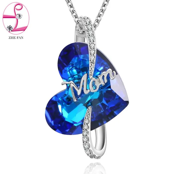 Crystal Heart Love Mom Pendant Necklace sparklingselections Necklaces
