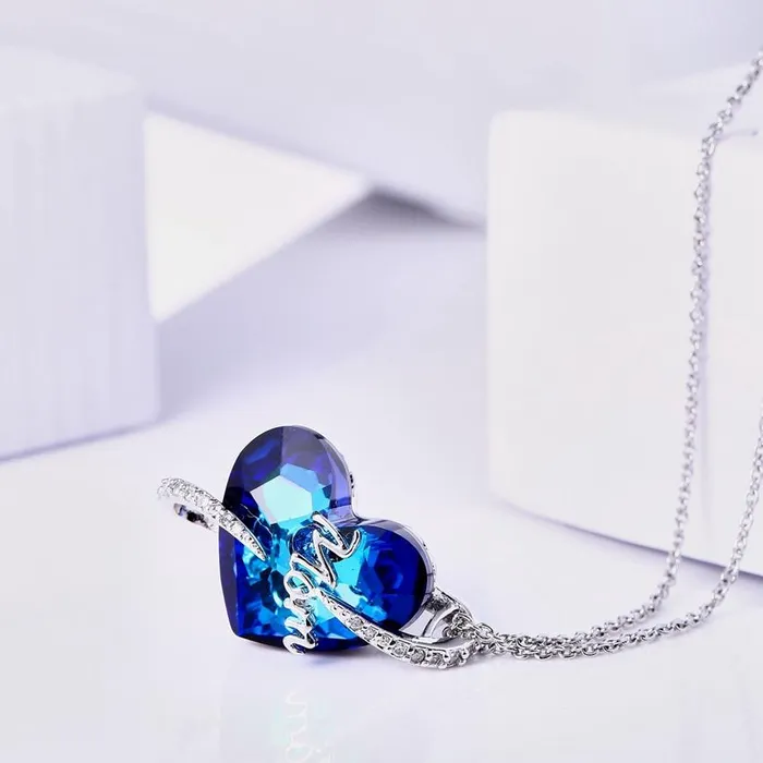 Crystal Heart Love Mom Pendant Necklace sparklingselections Necklaces Crystal Heart Love Mom Pendant Necklace sparklingselections Necklaces