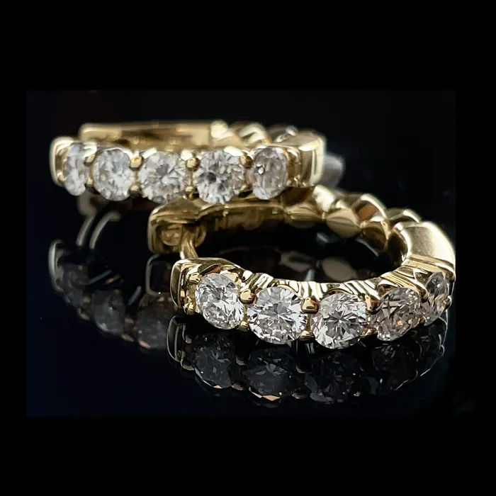 Earrings 14k YG 100 CT Diamond Huggie Hoop Earrings Elisa Ilana