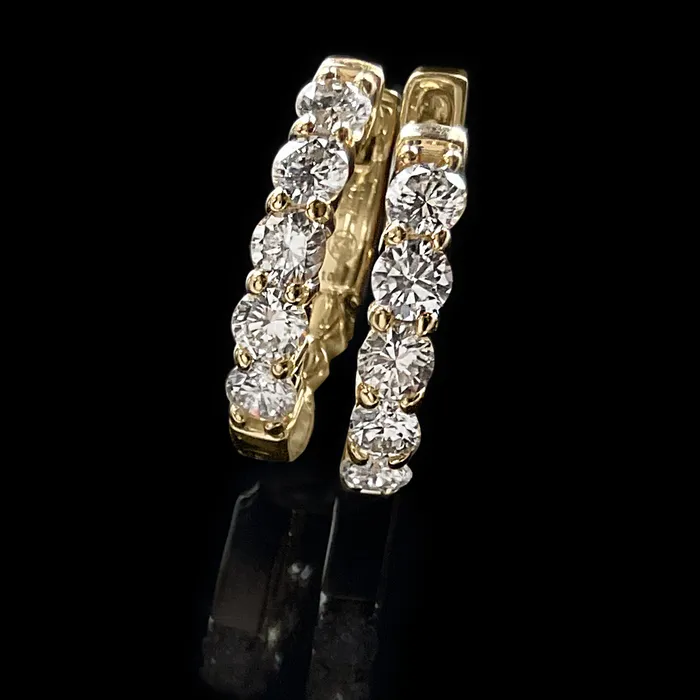 Earrings 14k YG 100 CT Diamond Huggie Hoop Earrings Elisa Ilana