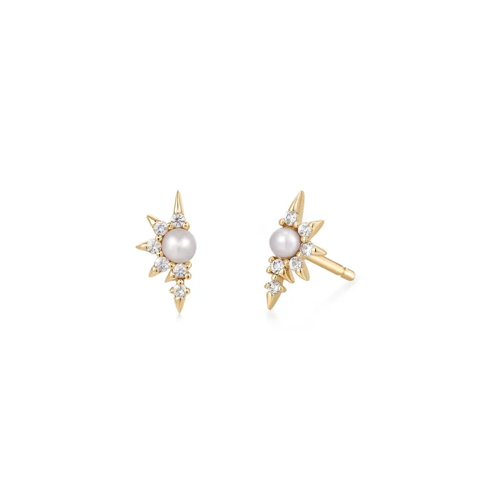 Earrings Aurelie Gi NIXIE Pearl and White Sapphire Stud Earrings