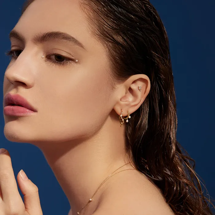 Earrings Aurelie Gi NIXIE Pearl and White Sapphire Stud Earrings