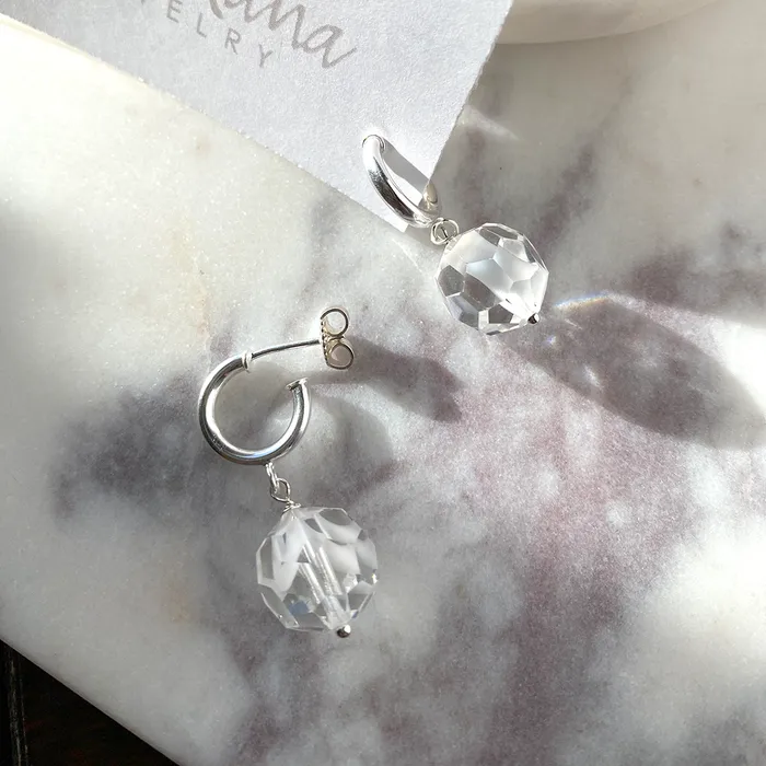 Earrings Elisa Ilana Swarovski Crystal Earrings on SS Hoops Earrings Elisa Ilana Swarovski Crystal Earrings on SS Hoops
