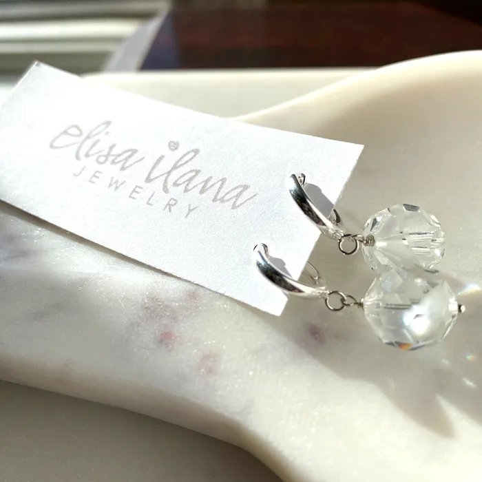 Earrings Elisa Ilana Swarovski Crystal Earrings on SS Hoops Earrings Elisa Ilana Swarovski Crystal Earrings on SS Hoops