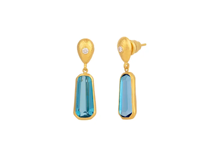 Earrings GG GOLD OOAK GURHAN Prism Gold Topaz Single Drop Earrings 16x8mm Drop on Post Top Earrings GG GOLD OOAK GURHAN Prism Gold Topaz Single Drop Earrings 16x8mm Drop on Post Top