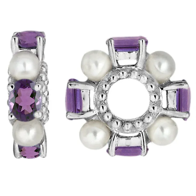Earrings Storywheels Storywheels Amethyst Pearl 14K White Gold Wheel275026