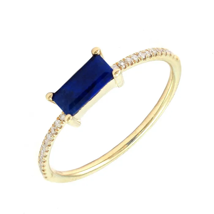 Elisa Ilana Rings 14K Thin Lapis Bar Ring