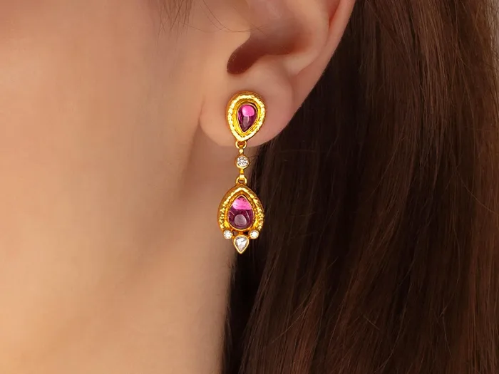 GG GOLD OOAK Earrings GURHAN Muse Gold Tourmaline Single Drop Earrings 7x5mm Teardrop set in Wide Frame GG GOLD OOAK Earrings GURHAN Muse Gold Tourmaline Single Drop Earrings 7x5mm Teardrop set in Wide Frame