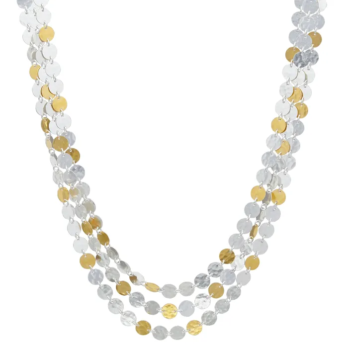 GG SILVER CLS Necklaces GURHAN Lush Sterling Silver MultiStrand Short Necklace 7mm Round Flakes Gold Accents GG SILVER CLS Necklaces GURHAN Lush Sterling Silver MultiStrand Short Necklace 7mm Round Flakes Gold Accents