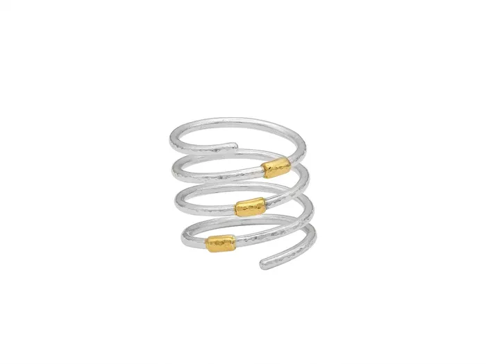 GURHAN Geo Sterling Silver Band Ring Coil Gold Accents GG SILVER CLS Rings