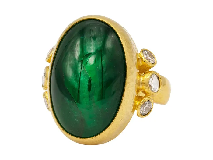 GURHAN Rune Gold Emerald Cocktail Ring 22x15mm Oval GG GOLD OOAK Rings