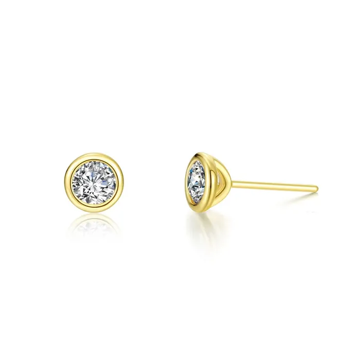 Lafonn Earrings 15 CTW TR Gold Solitaire Stud Earrings