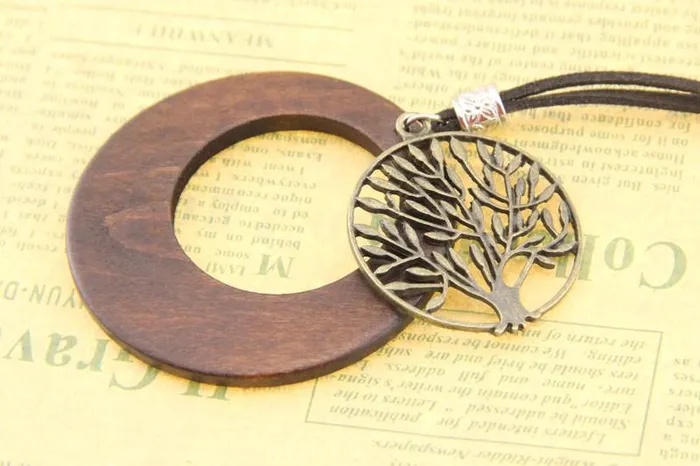 Necklaces Alloy Life Tree Wooden Pendant Necklace sparklingselections