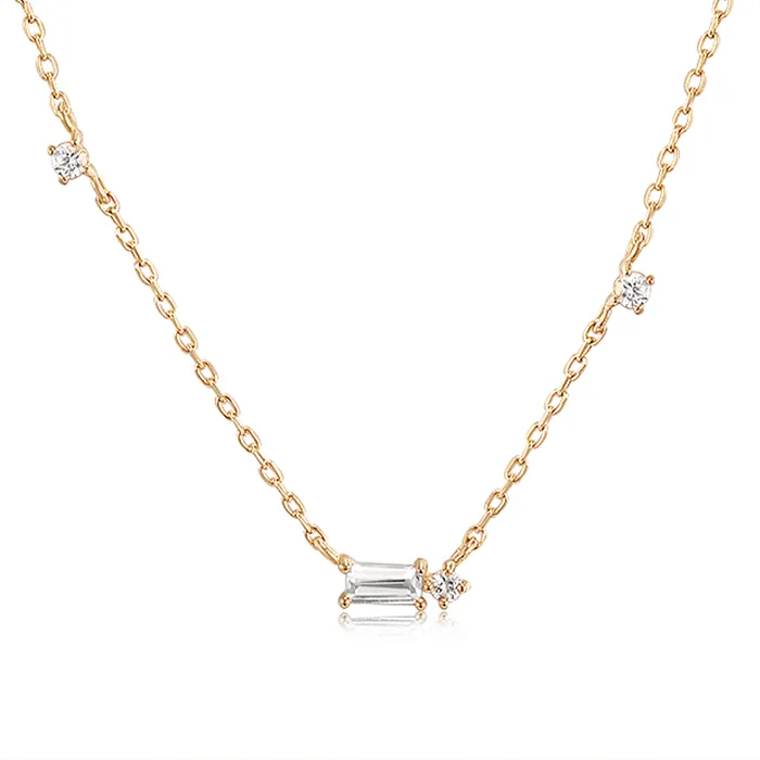 Necklaces Aurelie Gi Danica Baguette White Sapphire Station Necklace Necklaces Aurelie Gi Danica Baguette White Sapphire Station Necklace