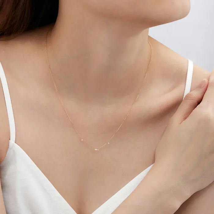 Necklaces Aurelie Gi Danica Baguette White Sapphire Station Necklace Necklaces Aurelie Gi Danica Baguette White Sapphire Station Necklace