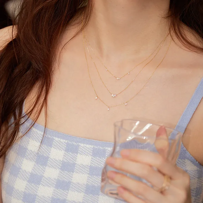 Necklaces Aurelie Gi Danica Baguette White Sapphire Station Necklace Necklaces Aurelie Gi Danica Baguette White Sapphire Station Necklace