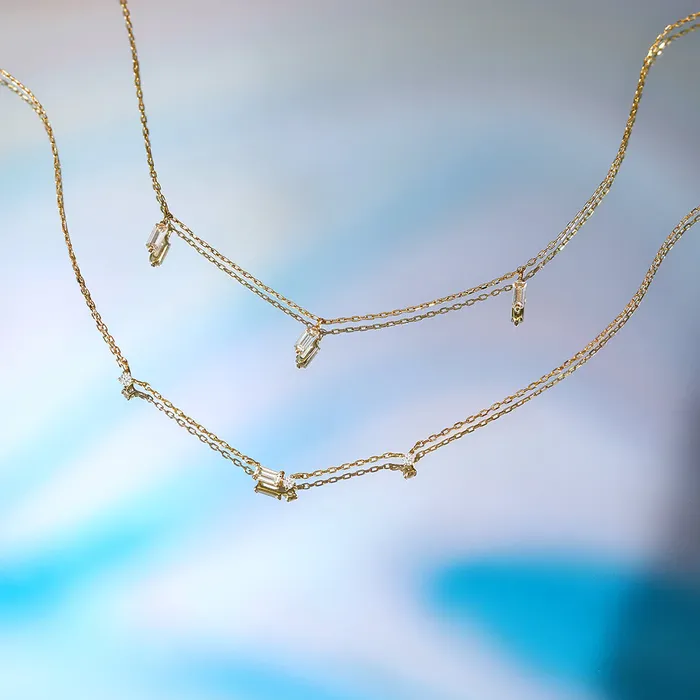 Necklaces Aurelie Gi Danica Baguette White Sapphire Station Necklace Necklaces Aurelie Gi Danica Baguette White Sapphire Station Necklace