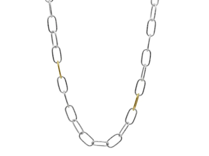Necklaces GG SILVER TRAD GURHAN Hoopla Sterling Silver Long Necklace 135mm Oval No Stone Gold Accents Necklaces GG SILVER TRAD GURHAN Hoopla Sterling Silver Long Necklace 135mm Oval No Stone Gold Accents