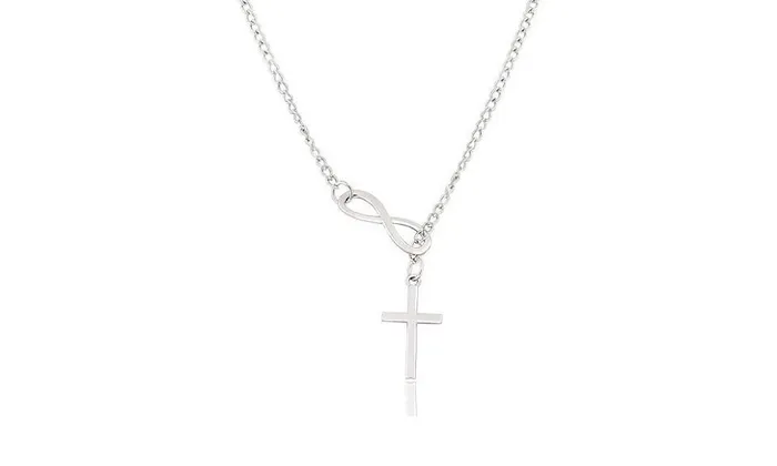 Necklaces sparklingselections Simple Silver Infinite Lariat Pendant Necklace For Women Necklaces sparklingselections Simple Silver Infinite Lariat Pendant Necklace For Women