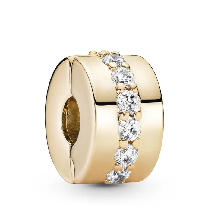 Pandora Charm Necklaces Pandora 14k Gold Sparkling Row Clip Charm