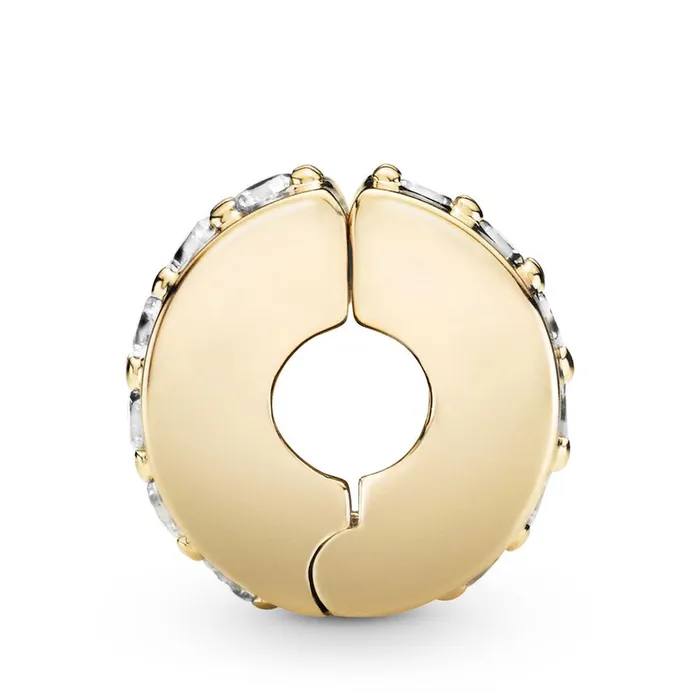 Pandora Charm Necklaces Pandora 14k Gold Sparkling Row Clip Charm