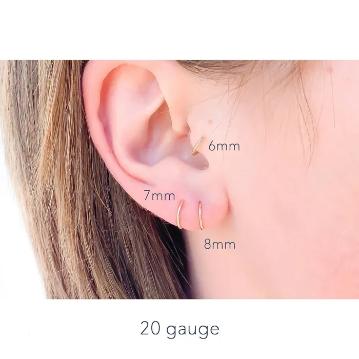 PreStyled Sets Tiny 14K Solid Gold Hoops Hoops By Hand PreStyled Sets Tiny 14K Solid Gold Hoops Hoops By Hand