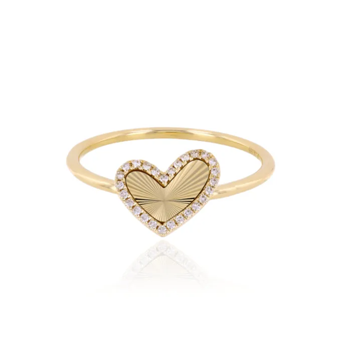 Rings Alev Jewelry Slanted Fluted Pave Heart Ring