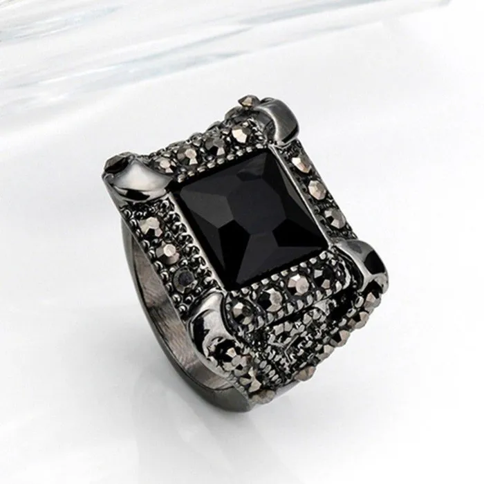 Rings Sparkling Selections New Fashion Vintage Black Onyx Zircon Geometric Design Ring Rings Sparkling Selections New Fashion Vintage Black Onyx Zircon Geometric Design Ring