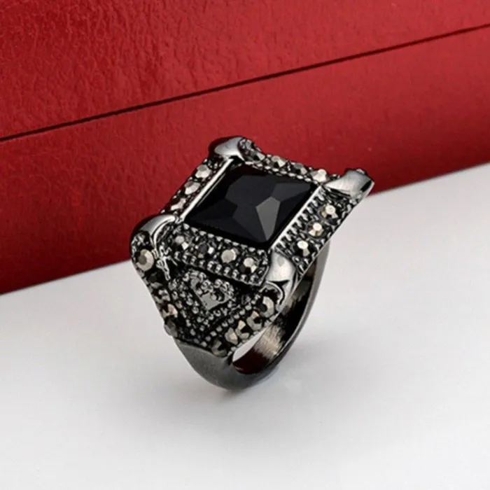 Rings Sparkling Selections New Fashion Vintage Black Onyx Zircon Geometric Design Ring Rings Sparkling Selections New Fashion Vintage Black Onyx Zircon Geometric Design Ring