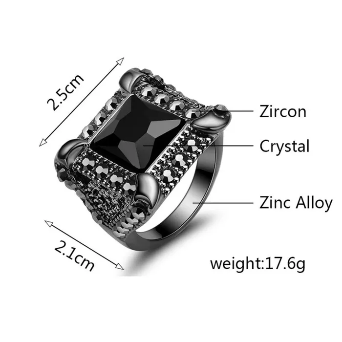 Rings Sparkling Selections New Fashion Vintage Black Onyx Zircon Geometric Design Ring Rings Sparkling Selections New Fashion Vintage Black Onyx Zircon Geometric Design Ring