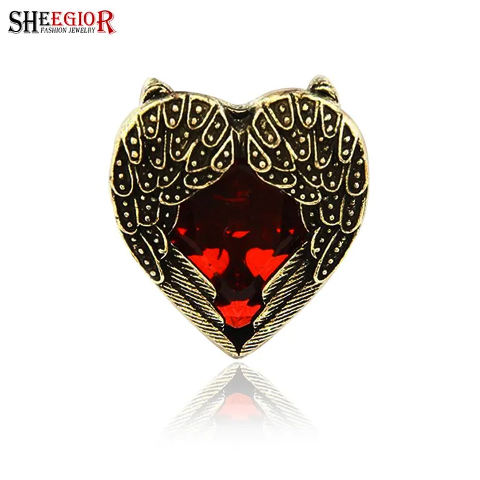 Rings sparklingselections Punk Bronze plated Big Rhinestone Wings Ring for Men Size JP8