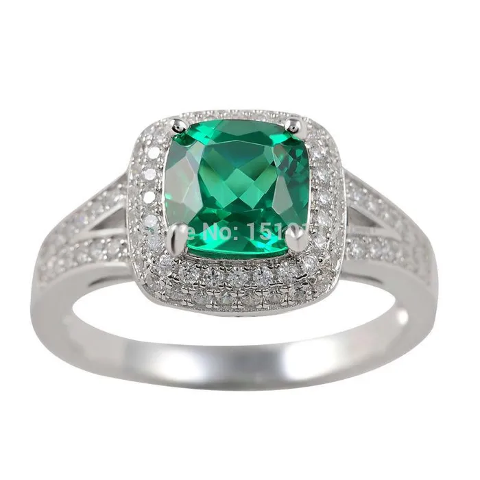 Rings Sterling Silver Wedding Ring with Green Crystal For Women sparklingselections