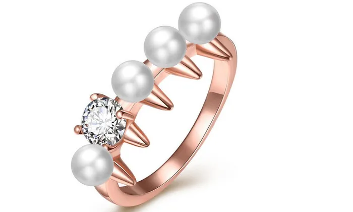 Rose Gold Plated Simulated Pearl Ring for Women 678 sparklingselections Rings