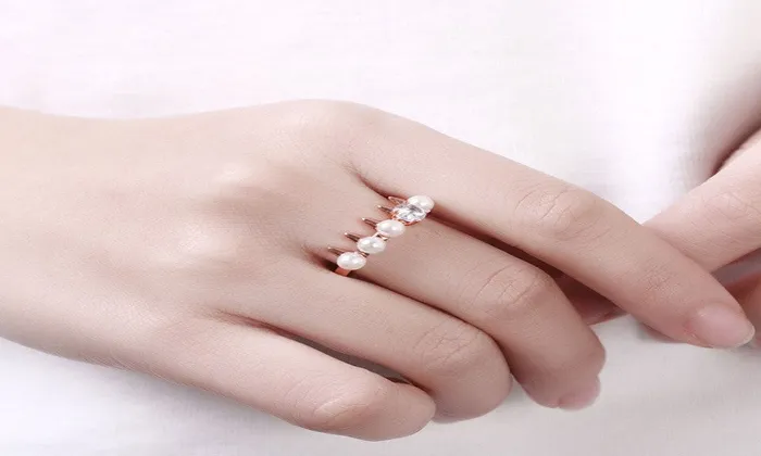 Rose Gold Plated Simulated Pearl Ring for Women 678 sparklingselections Rings Rose Gold Plated Simulated Pearl Ring for Women 678 sparklingselections Rings