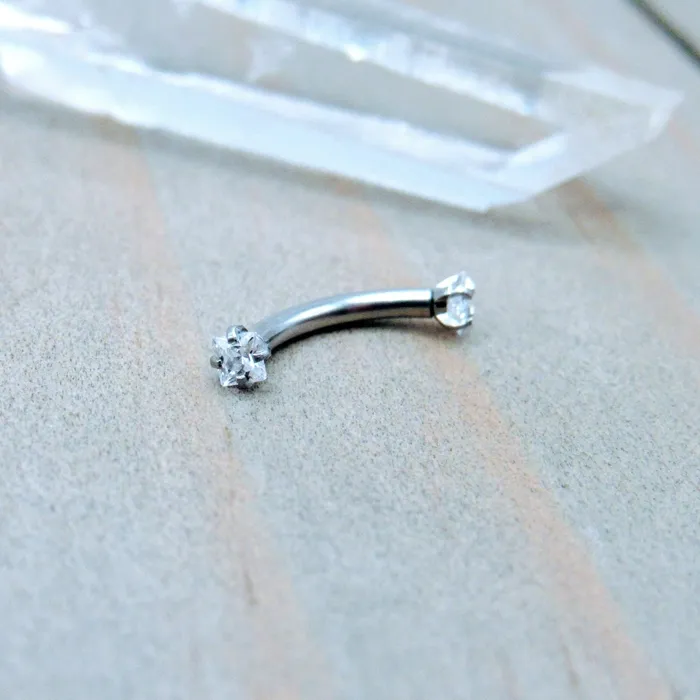 Siren Body Jewelry Earrings 16g 2mm CZ gemstone curved barbell eyebrow rook vertical labret earring bar internally threaded curve Siren Body Jewelry Earrings 16g 2mm CZ gemstone curved barbell eyebrow rook vertical labret earring bar internally threaded curve